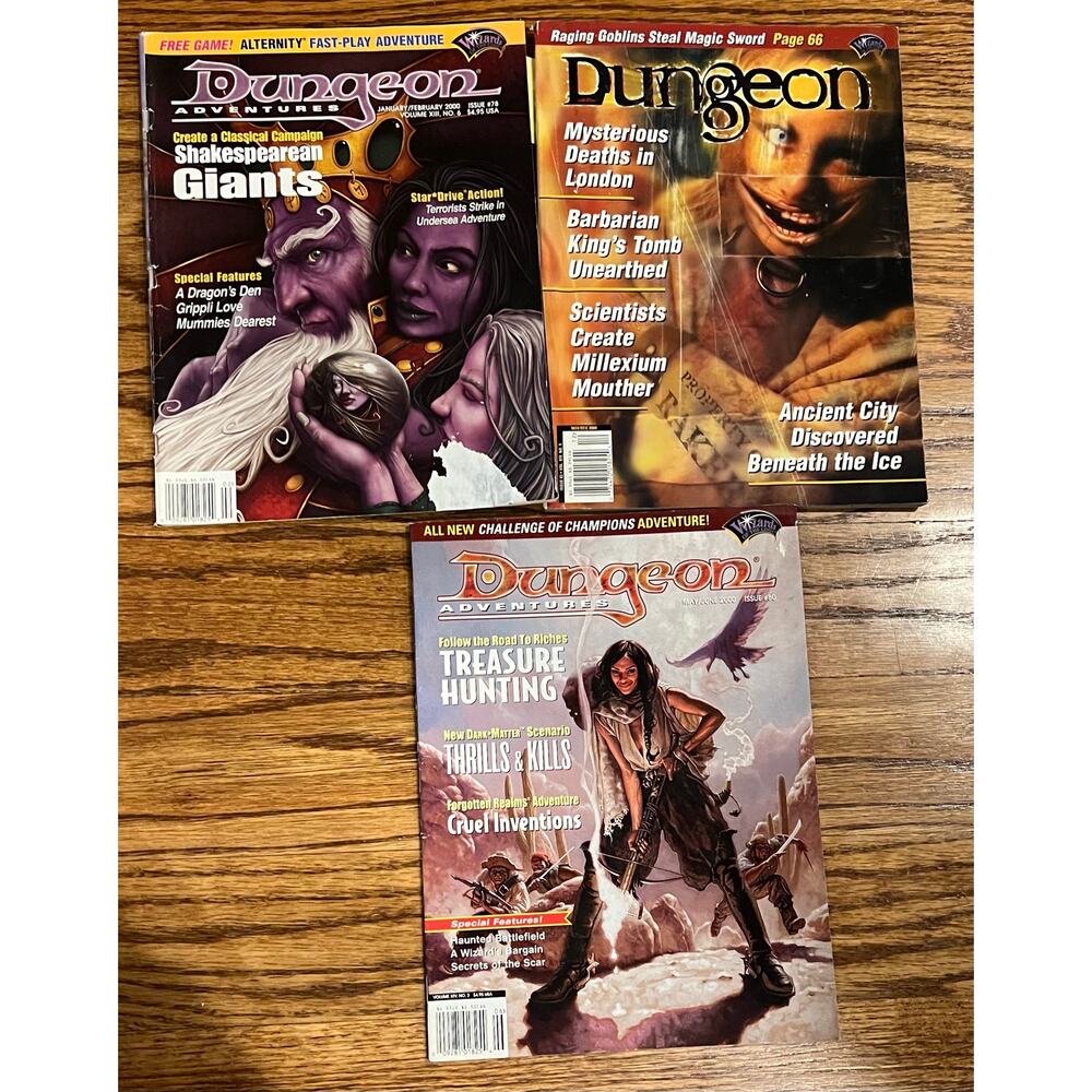 Dungeon Magazine Lot Of 3 Vintage 2000 TSR D&D Role Playing Games RPG